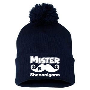 Mister Shenanigans Mustache Pom Pom 12in Knit Beanie