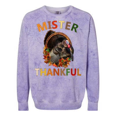 Mister Thankful Thanksgiving Turkey Colorblast Crewneck Sweatshirt