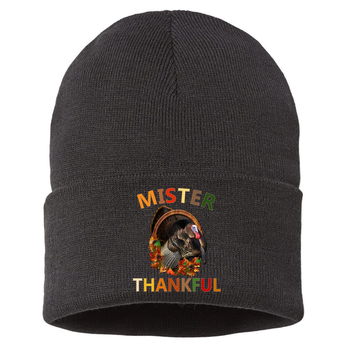 Mister Thankful Thanksgiving Turkey Sustainable Knit Beanie