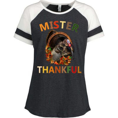 Mister Thankful Thanksgiving Turkey Enza Ladies Jersey Colorblock Tee