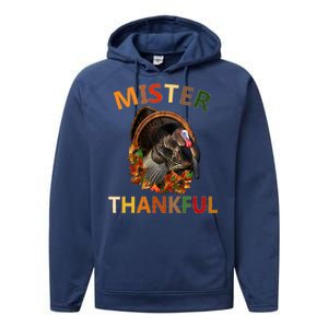 Mister Thankful Thanksgiving Turkey Performance Fleece Hoodie