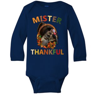 Mister Thankful Thanksgiving Turkey Baby Long Sleeve Bodysuit