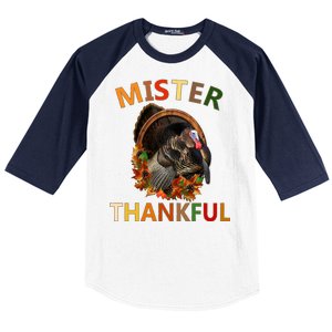 Mister Thankful Thanksgiving Turkey Baseball Sleeve Shirt