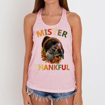 Mister Thankful Thanksgiving Turkey Women's Knotted Racerback Tank