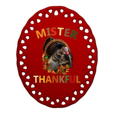 Mister Thankful Thanksgiving Turkey Ceramic Oval Ornament