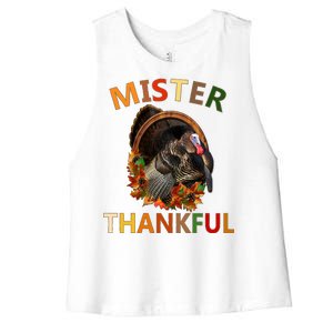 Mister Thankful Thanksgiving Turkey Women's Racerback Cropped Tank