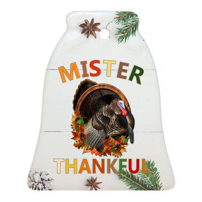 Mister Thankful Thanksgiving Turkey Ceramic Bell Ornament