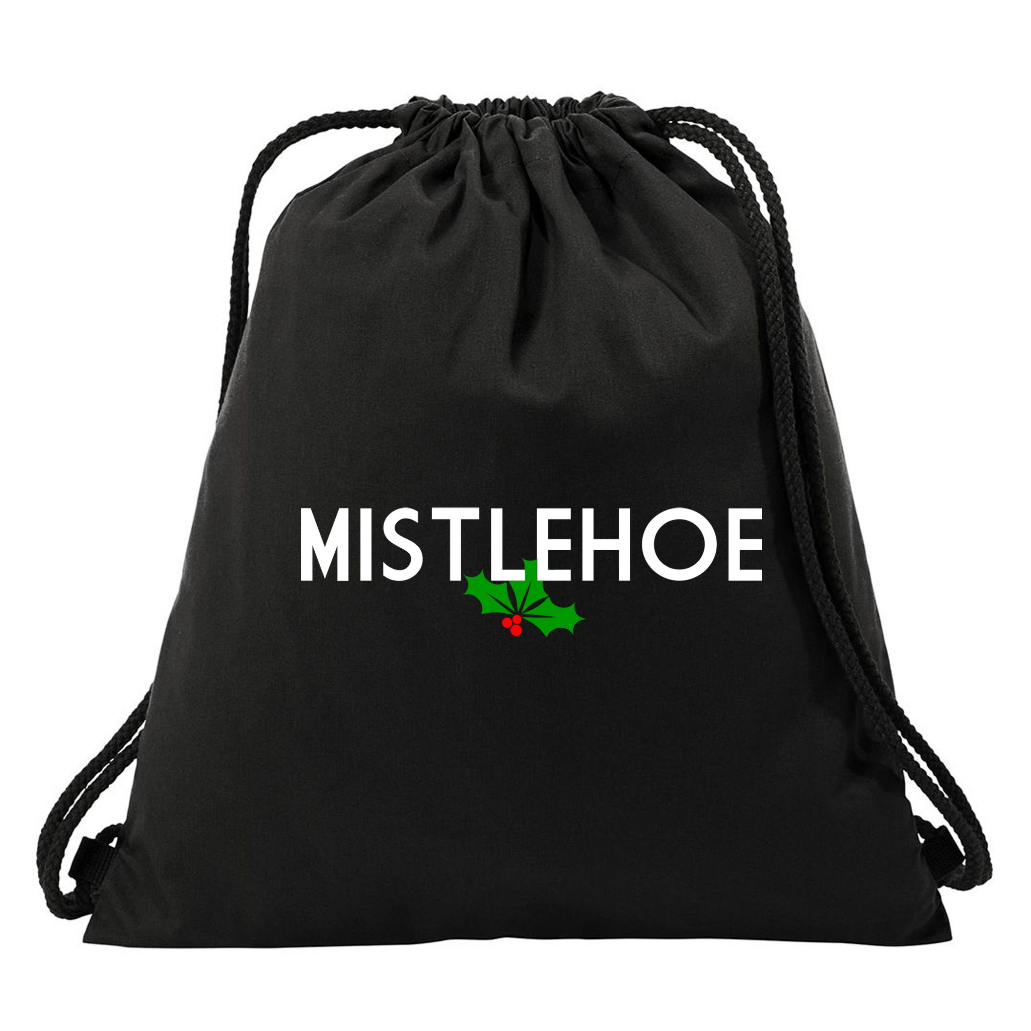 Mistlehoe Funny Holiday Drawstring Bag