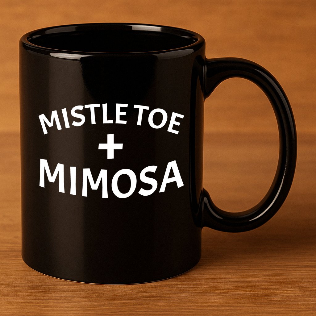 Mistletoe and Mimosa 11oz C Handle Ceramic Mug