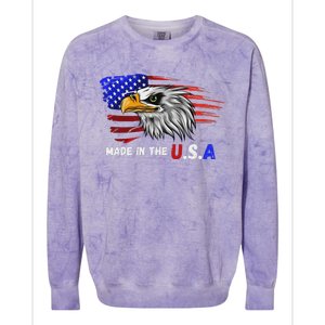 Made In The U.S.A Bald Eagle Patriotic Flag Tattoo Colorblast Crewneck Sweatshirt