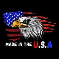 Made In The U.S.A Bald Eagle Patriotic Flag Tattoo Stripe Pom Pom Beanie