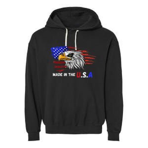 Made In The U.S.A Bald Eagle Patriotic Flag Tattoo Garment-Dyed Fleece Hoodie