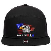 Made In The U.S.A Bald Eagle Patriotic Flag Tattoo 7 Panel Mesh Trucker Snapback Hat