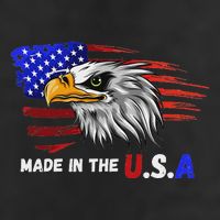 Made In The U.S.A Bald Eagle Patriotic Flag Tattoo 7 Panel Mesh Trucker Snapback Hat