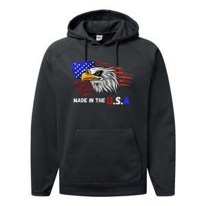 Made In The U.S.A Bald Eagle Patriotic Flag Tattoo Performance Fleece Hoodie