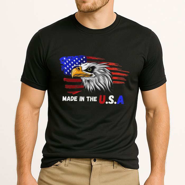 Made In The U.S.A Bald Eagle Patriotic Flag Tattoo Cooling Performance Crew T-Shirt