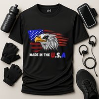 Made In The U.S.A Bald Eagle Patriotic Flag Tattoo Cooling Performance Crew T-Shirt