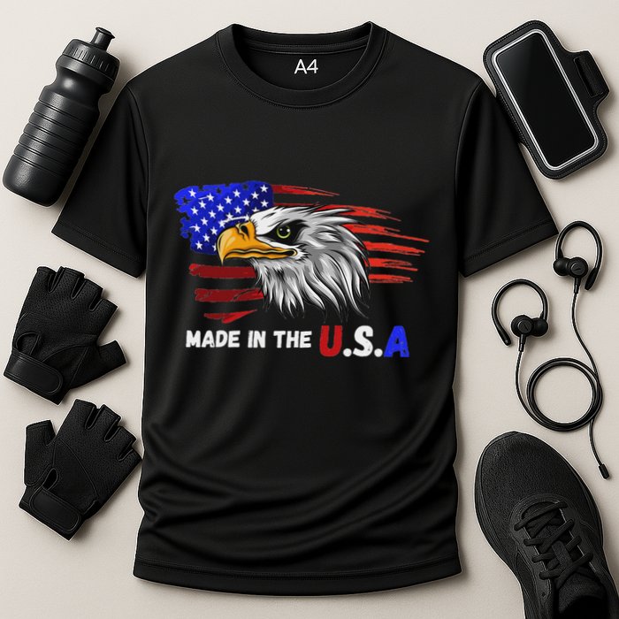 Made In The U.S.A Bald Eagle Patriotic Flag Tattoo Cooling Performance Crew T-Shirt