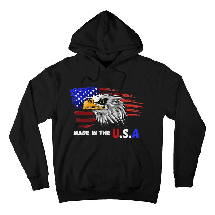 Made In The U.S.A Bald Eagle Patriotic Flag Tattoo Hoodie