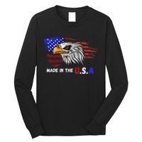 Made In The U.S.A Bald Eagle Patriotic Flag Tattoo Long Sleeve Shirt