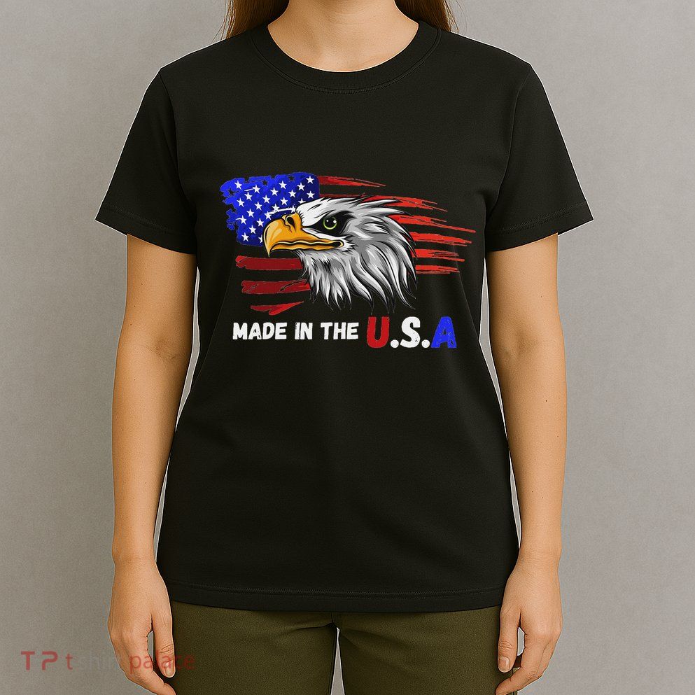 Made In The U.S.A Bald Eagle Patriotic Flag Tattoo T-Shirt