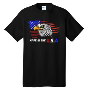 Made In The U.S.A Bald Eagle Patriotic Flag Tattoo Tall T-Shirt