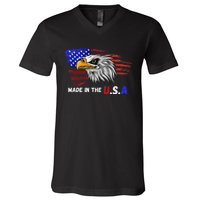 Made In The U.S.A Bald Eagle Patriotic Flag Tattoo V-Neck T-Shirt