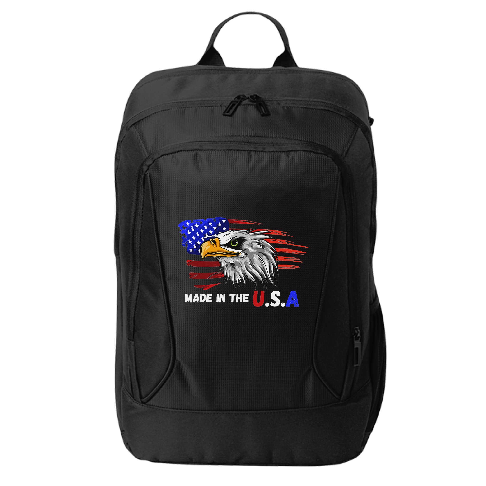 Made In The U.S.A Bald Eagle Patriotic Flag Tattoo City Backpack