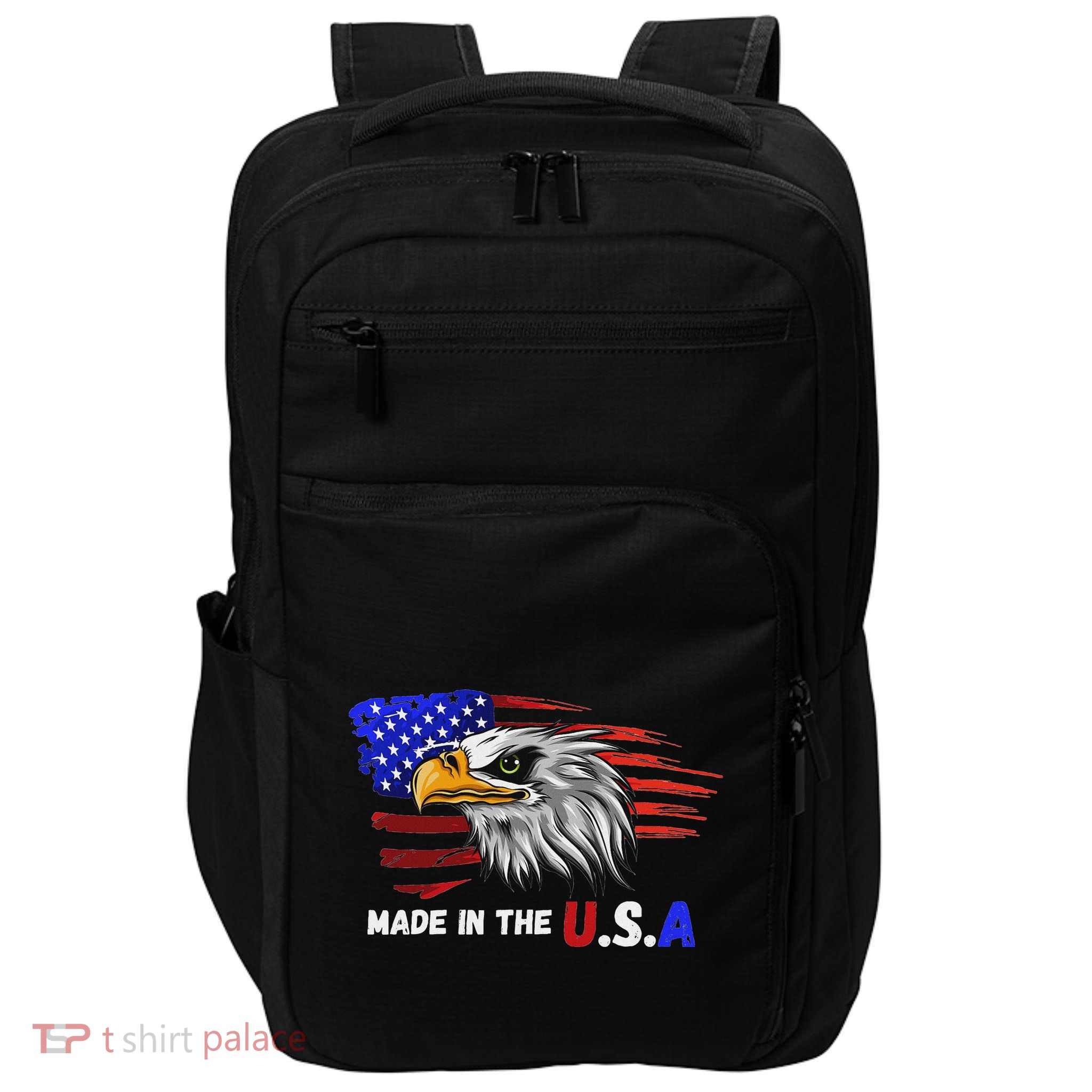 Made In The U.S.A Bald Eagle Patriotic Flag Tattoo Impact Tech Backpack