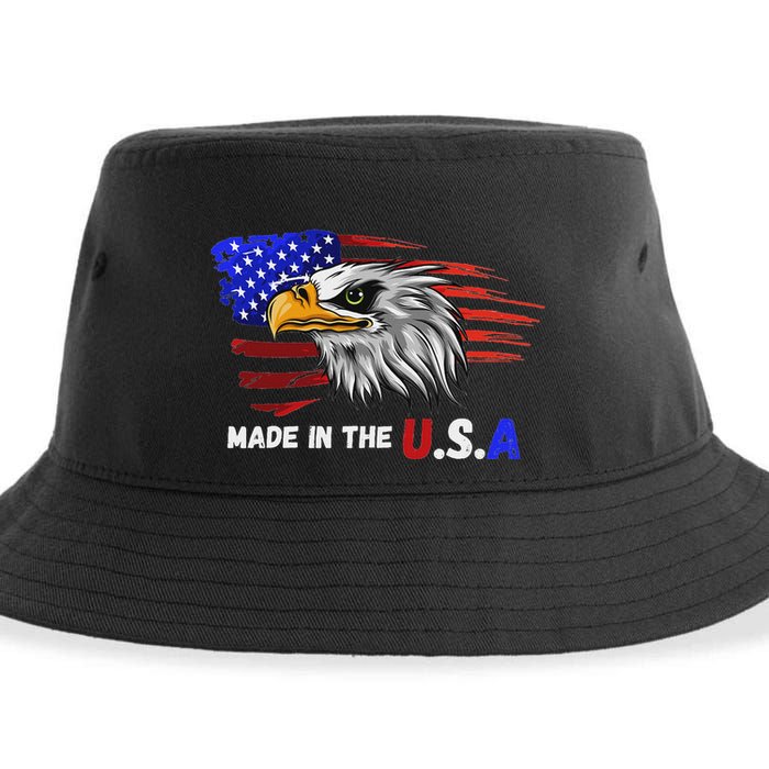 Made In The U.S.A Bald Eagle Patriotic Flag Tattoo Sustainable Bucket Hat