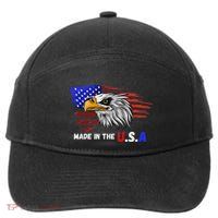 Made In The U.S.A Bald Eagle Patriotic Flag Tattoo 7-Panel Snapback Hat