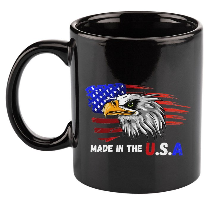 Made In The U.S.A Bald Eagle Patriotic Flag Tattoo 11oz C Handle Ceramic Mug