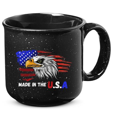 Made In The U.S.A Bald Eagle Patriotic Flag Tattoo 15oz Campfire Ceramic Mug