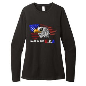 Made In The U.S.A Bald Eagle Patriotic Flag Tattoo Womens CVC Long Sleeve Shirt