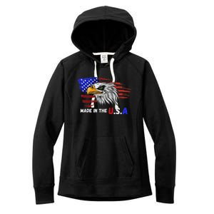 Made In The U.S.A Bald Eagle Patriotic Flag Tattoo Women's Fleece Hoodie