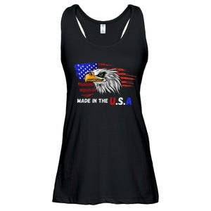 Made In The U.S.A Bald Eagle Patriotic Flag Tattoo Ladies Essential Flowy Tank