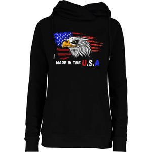 Made In The U.S.A Bald Eagle Patriotic Flag Tattoo Womens Funnel Neck Pullover Hood