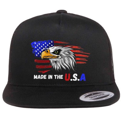 Made In The U.S.A Bald Eagle Patriotic Flag Tattoo Flatbill Hat
