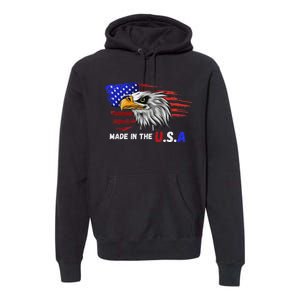 Made In The U.S.A Bald Eagle Patriotic Flag Tattoo Premium Hoodie