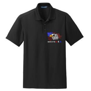 Made In The U.S.A Bald Eagle Patriotic Flag Tattoo Dry Zone Grid Polo