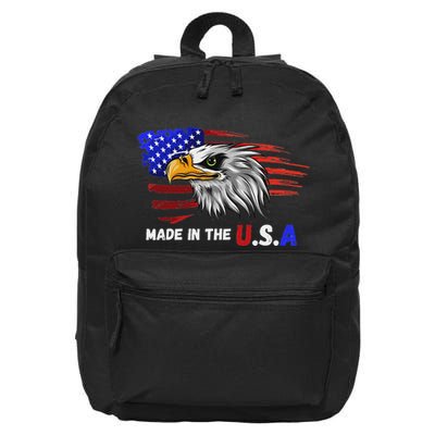 Made In The U.S.A Bald Eagle Patriotic Flag Tattoo 16 in Basic Backpack