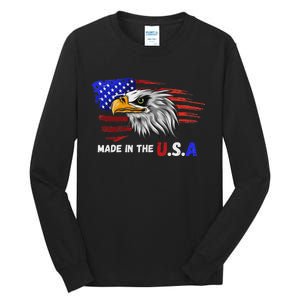 Made In The U.S.A Bald Eagle Patriotic Flag Tattoo Tall Long Sleeve T-Shirt