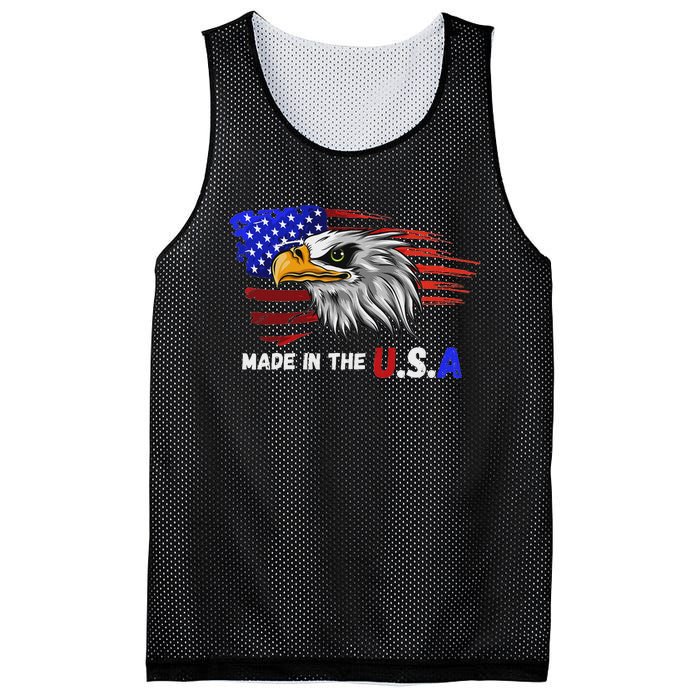 Made In The U.S.A Bald Eagle Patriotic Flag Tattoo Mesh Reversible Basketball Jersey Tank