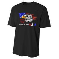 Made In The U.S.A Bald Eagle Patriotic Flag Tattoo Performance Sprint T-Shirt