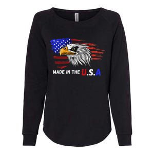 Made In The U.S.A Bald Eagle Patriotic Flag Tattoo Womens California Wash Sweatshirt