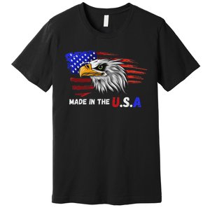 Made In The U.S.A Bald Eagle Patriotic Flag Tattoo Premium T-Shirt