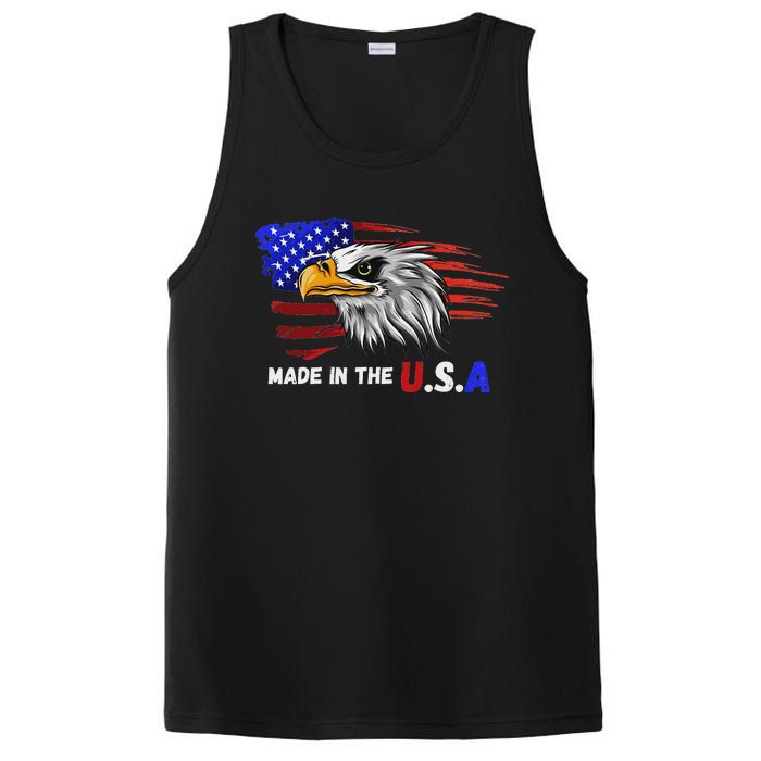 Made In The U.S.A Bald Eagle Patriotic Flag Tattoo PosiCharge Competitor Tank