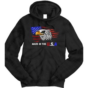 Made In The U.S.A Bald Eagle Patriotic Flag Tattoo Tie Dye Hoodie