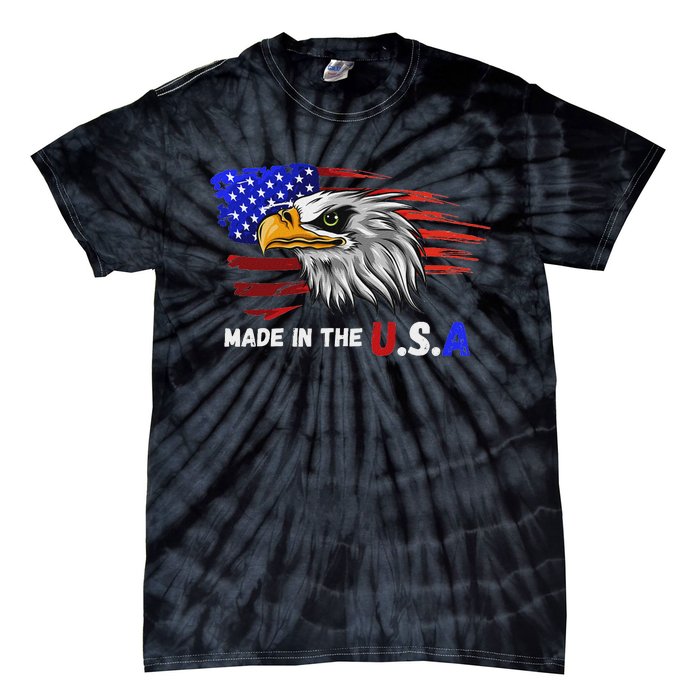 Made In The U.S.A Bald Eagle Patriotic Flag Tattoo Tie-Dye T-Shirt