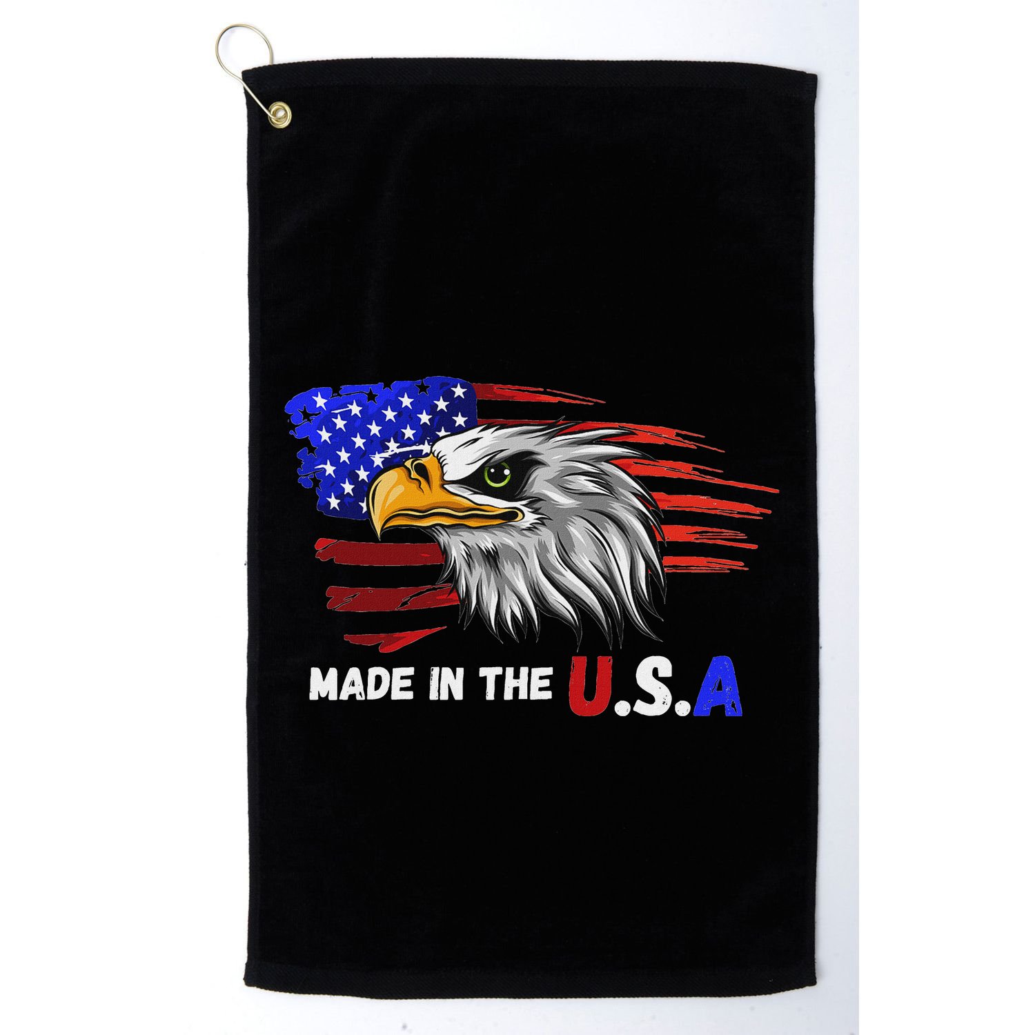 Made In The U.S.A Bald Eagle Patriotic Flag Tattoo Golf Towel